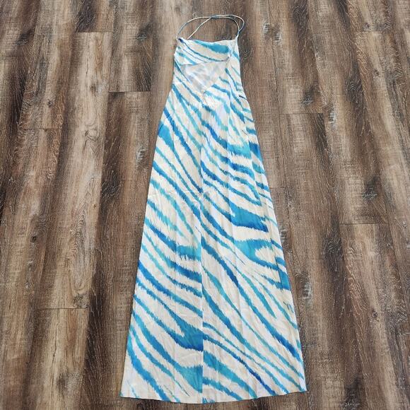 Retrofete Amika Dress in Blue Zebra Size XS NWT Sleeveless Striped Silk Maxi - Picture 6 of 13